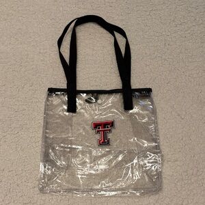 Clear Texas Tech Tote Bag with Black Straps